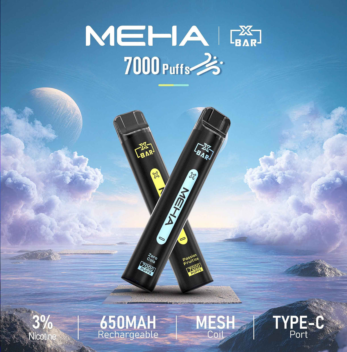 MEHA XBAR 小黑條拋棄式 7000口 魅嗨一次性