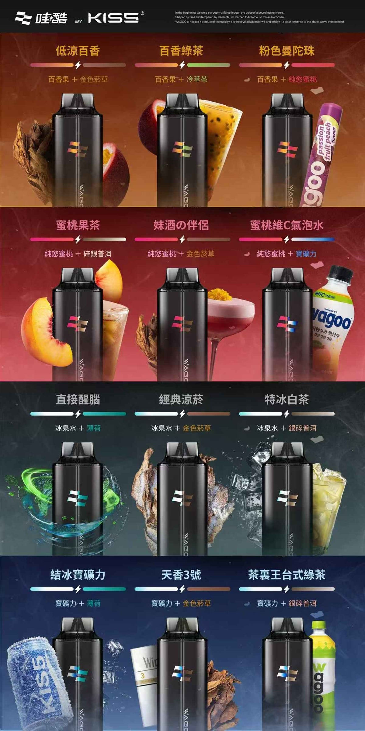 哇酷&kis5 6500口拋棄式 自由混搭雙口味 雙芯組合 一次性電子煙