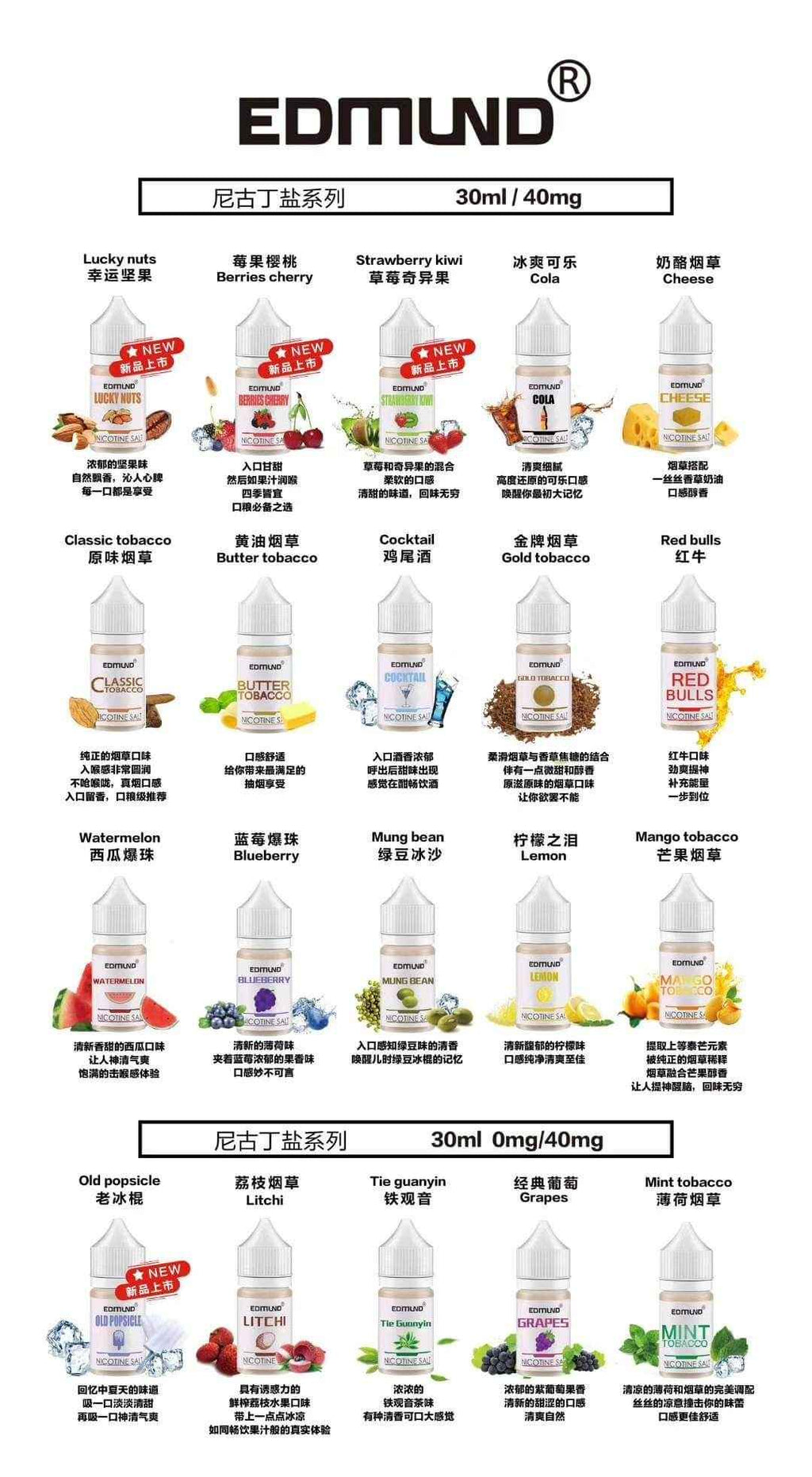 EDMOUND歐姆系列 丁鹽小煙油 30ML-35MG/40MG
